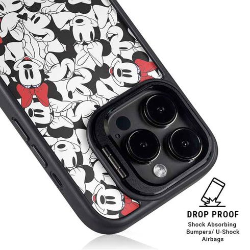 Disney Minnie Mouse Red Color Pop Face Pattern iPhone 15 Pro Kickstand Case